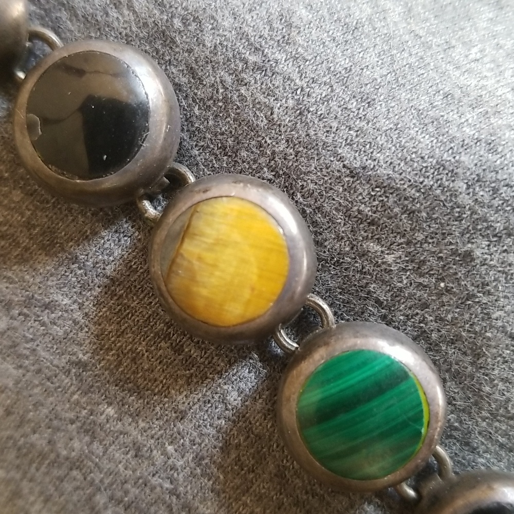 Exquisite Vintage Stone and 950 Silver Bracelet - Picture 4 of 7